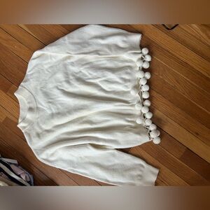 English Factory Cream Sweater with Pom Pom Hem